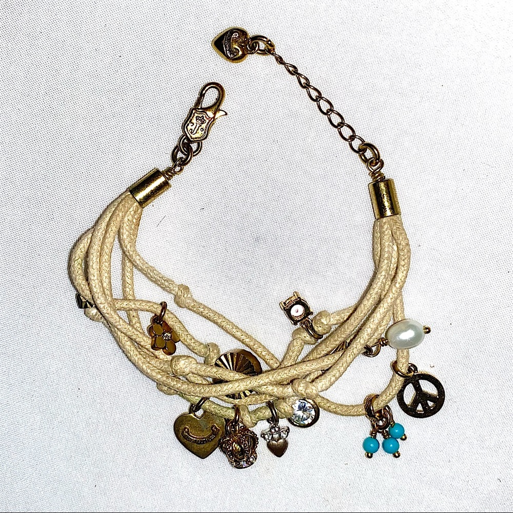 Juicy Couture Corded Multi Strand Charm Bracelet